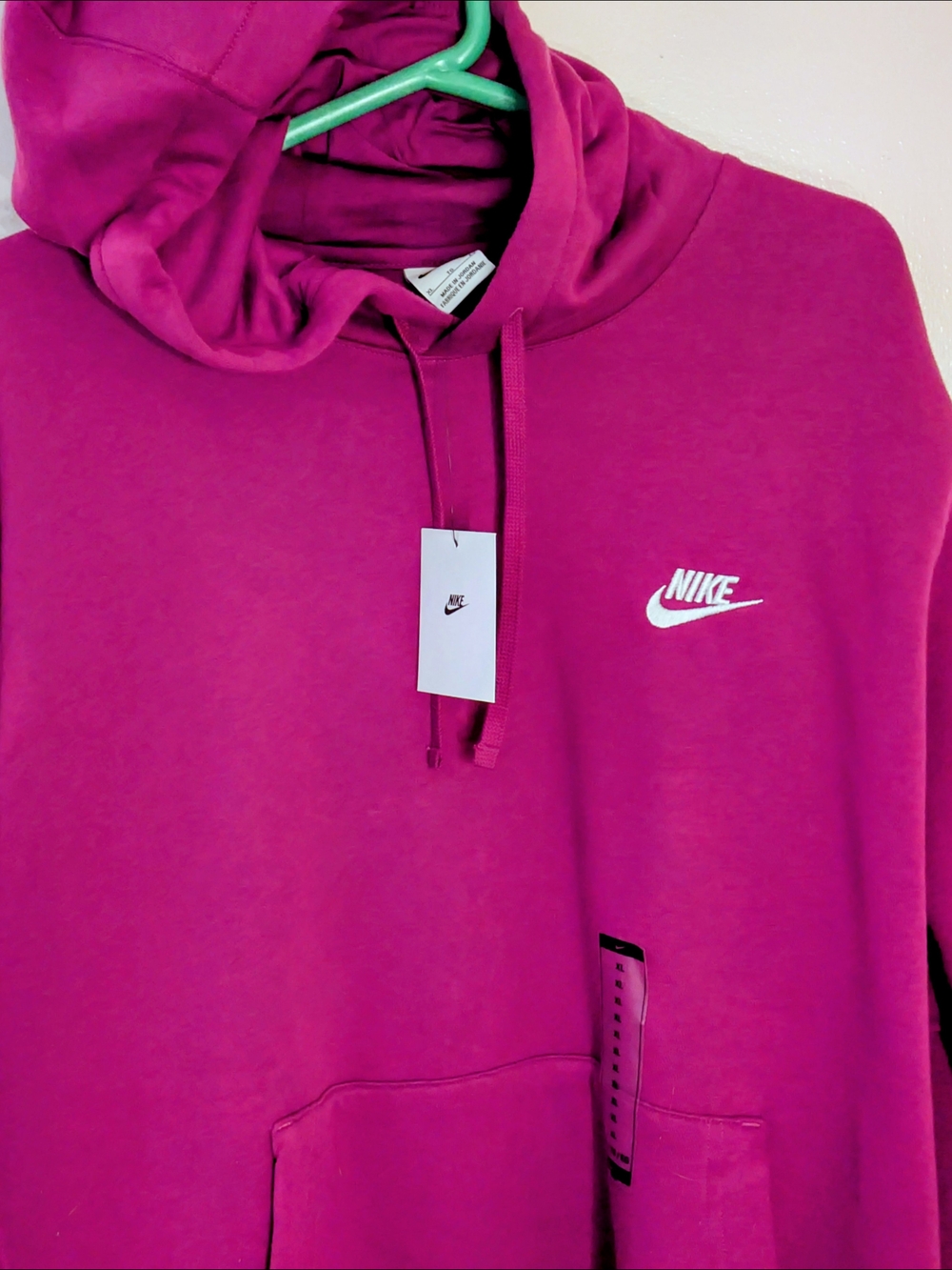 Nike Pink Fuchsia Hoodie with White Swoosh